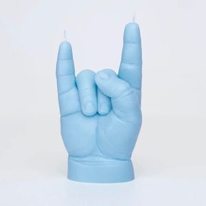 Candlehand Candle Company:  Baby Hand Candle “BABY YOU ROCK” 🤘🏼 Blue